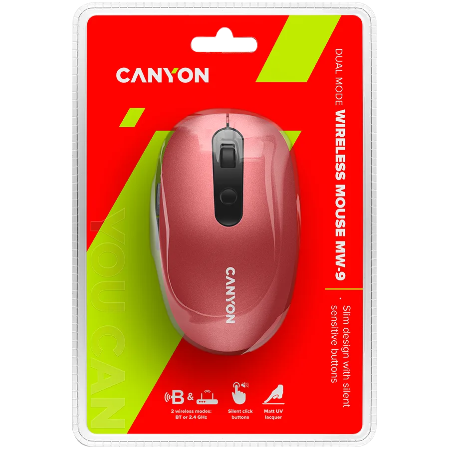 Безжична мишка CANYON mouse MW-9 Dual-mode Wireless Red - Image 10