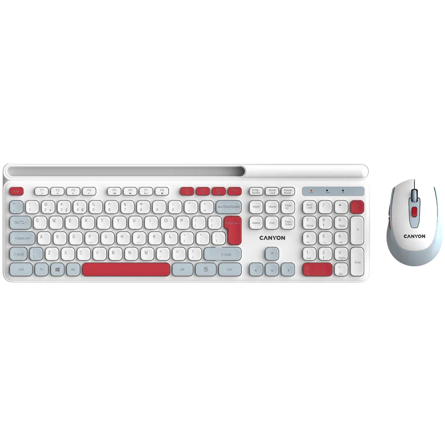 Клавиатура CANYON HSET-W5 EN Keyboard+Mouse AAA+AA Wireless White
