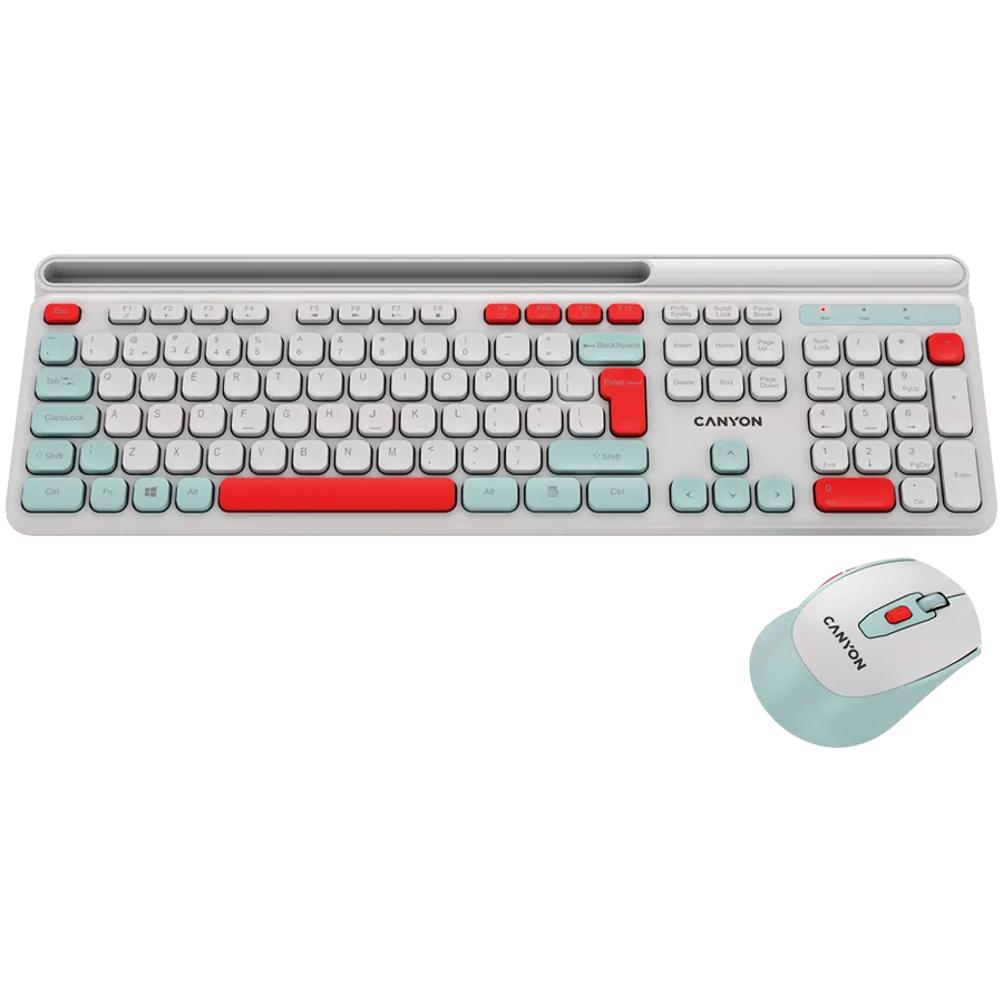 Клавиатура CANYON HSET-W5 EN Keyboard+Mouse AAA+AA Wireless White - Image 52