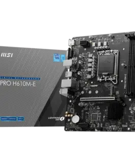 Дънна платка MSI PRO H610M-E mATX LGA 1700 Dual Channel DDR5 5600+MHz 1x PCIe x16 slot 1x M.2 slot 1x HDMI 1x VGA 2x USB