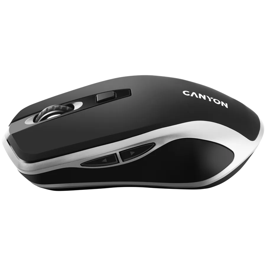 Безжична мишка CANYON MW-19, 2.4GHz Wireless Rechargeable Mouse with Pixart sensor, 6keys, Silent switch for right/left keys,Add NTCDPI: 800/1200/1600, Max. usage 50 hours for one time full charged, 300mAh Li-poly battery, Black -Silver, cable length - Image 68