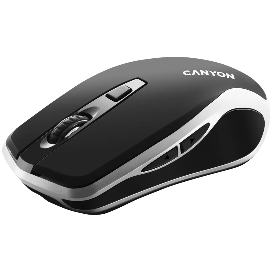 Безжична мишка CANYON MW-19, 2.4GHz Wireless Rechargeable Mouse with Pixart sensor, 6keys, Silent switch for right/left keys,Add NTCDPI: 800/1200/1600, Max. usage 50 hours for one time full charged, 300mAh Li-poly battery, Black -Silver, cable length - Image 69