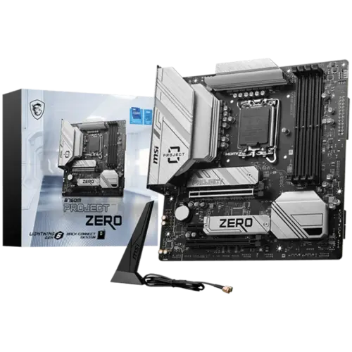 Дънна платка MSI B760M PROJECT ZERO mATX Socket LGA 1700 Dual Channel DDR5 7800+(OC)MHz 2x PCIe x16 slots 2x M.2 slots 1