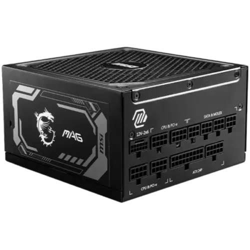 Захранване за компютър MSI MAG A1000GL PCIE5 1000W 80 Plus Gold 135mm Fluid Dynamic Bearing Fan Protections: OCP/OVP/OPP