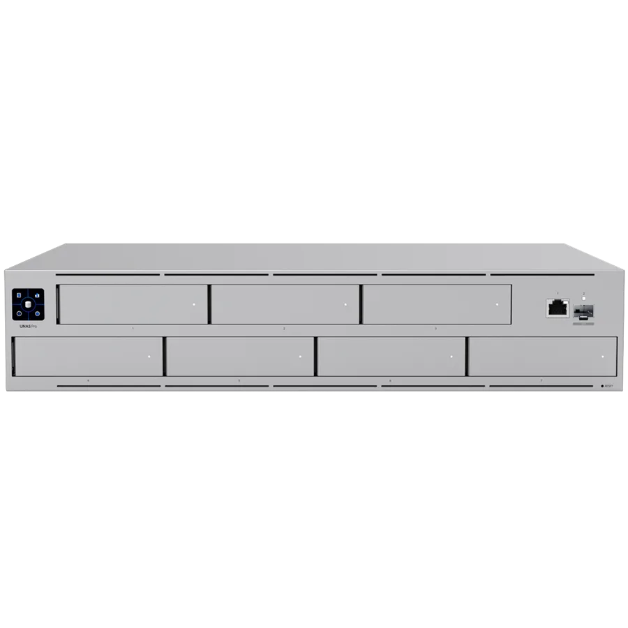 Мрежов сторидж Ubiquiti UNAS-Pro-EU 2U rack-mount NAS with (7) 2.5/3.5" drive bays and 10 Gbps performance designed for