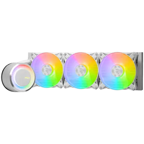 Охладител за процесор Охладител MSI MAG CORELIQUID E360 white 3x 120mm ARGB Fans Rotatable Blockhead Aluminium Radiator