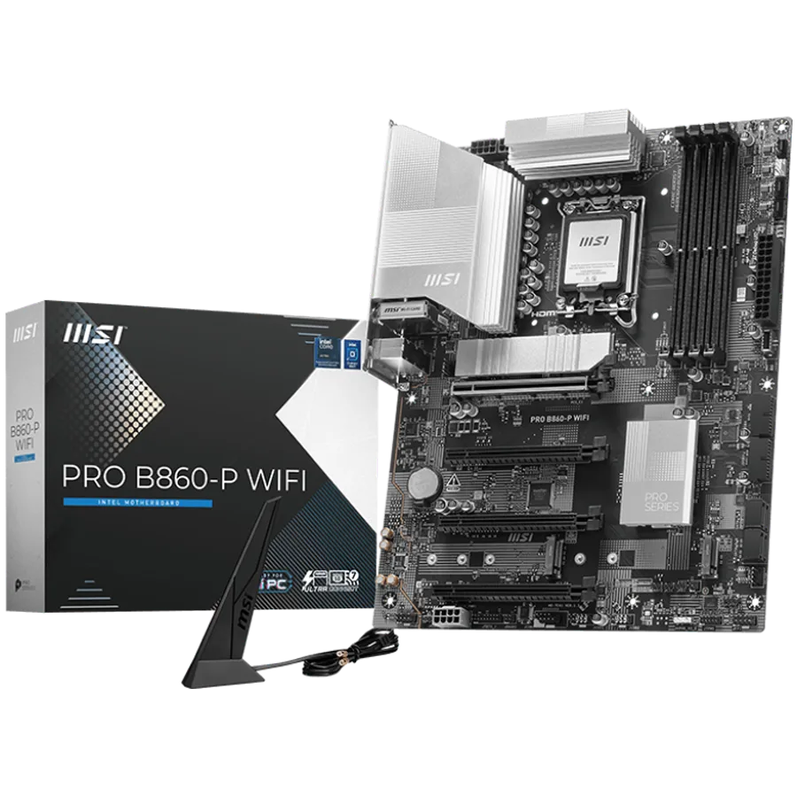 Дънна платка MSI PRO B860-P WIFI ATX LGA 1851 4x DDR5 Dual Channel DDR5 up to 8600(OC)MHz 4x PCIe x16 slot 3x M.2 slot 4
