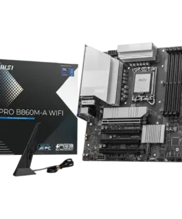 Дънна платка MSI PRO B860M-A WIFI mATX LGA 1851 4x DDR5 Dual Channel DDR5 up to 8600(OC)MHz 4x PCIe x16 slot 3x M.2 slot