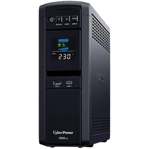 UPS CyberPower UPS AVR1350VA/810W Line-Interactive LCD display Sine Wave output (for Active PFC ) 6x Schuko Runtime at 5