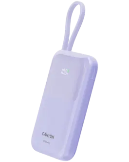 Alternative view of Външна батерия CANYON power bank OnPower 101 built-in cable 10000 mAh PD22.5W Purple
