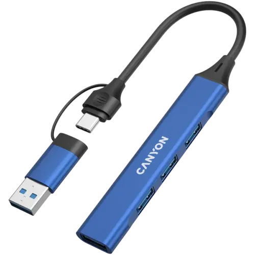 Alternative view of USB хъб CANYON hub DS-02 4in1 USB-A/C Blue