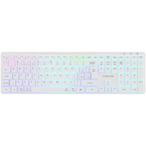 Клавиатура CANYON keyboard HKB-W11 UK/US RGB Dual Mode Wireless White