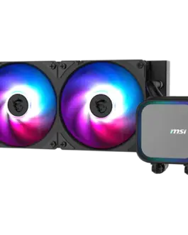 Alternative view of Охладител за процесор Охладител MSI MAG CORELIQUID A13 240, 2x120mm Pre-installed ARGB Daisy Chain Fans, Replacable Top Cover, Copper Base Intel LGA 1700/1851, AMD AM5/AM4, 3Y Warranty