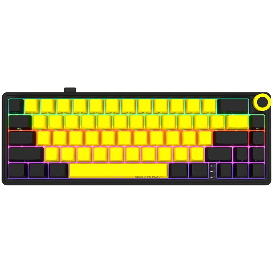 Геймърска клавиатура LORGAR KBP70MW Wireless 65% Mechanical Gaming Keyboard Pro Black/yellow EN
