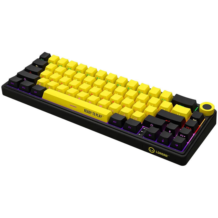 Геймърска клавиатура LORGAR KBP70MW, Wireless 65% Mechanical Gaming Keyboard Pro, Black/yellow, EN layout - Image 22
