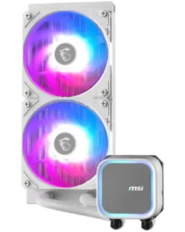 Alternative view of Охладител за процесор Охладител MSI MAG CORELIQUID A13 240 WHITE, 2x120mm Pre-installed ARGB Daisy Chain Fans, Replacable Top Cover, Copper Base Intel LGA 1700/1851, AMD AM5/AM4, 3Y Warranty
