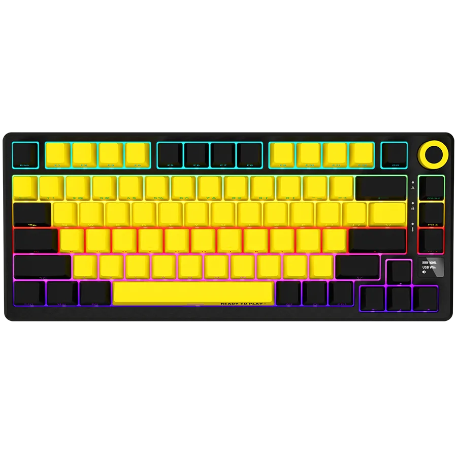Геймърска клавиатура LORGAR KBP7075W Wireless 75% Mechanical Gaming Keyboard Pro Black/yellow EN
