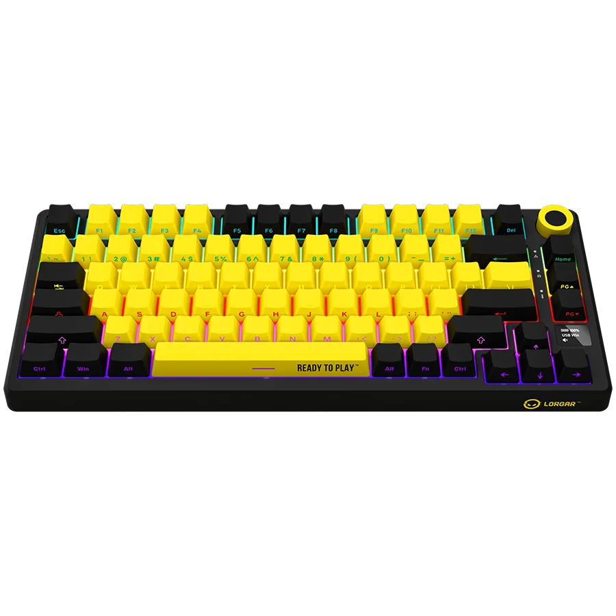 Геймърска клавиатура LORGAR KBP7075W, Wireless 75% Mechanical Gaming Keyboard Pro, Black/yellow, EN layout - Image 75