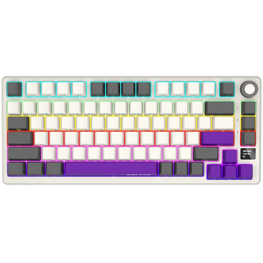 Геймърска клавиатура LORGAR KBP7075W Wireless 75% Mechanical Gaming Keyboard Pro Beige EN