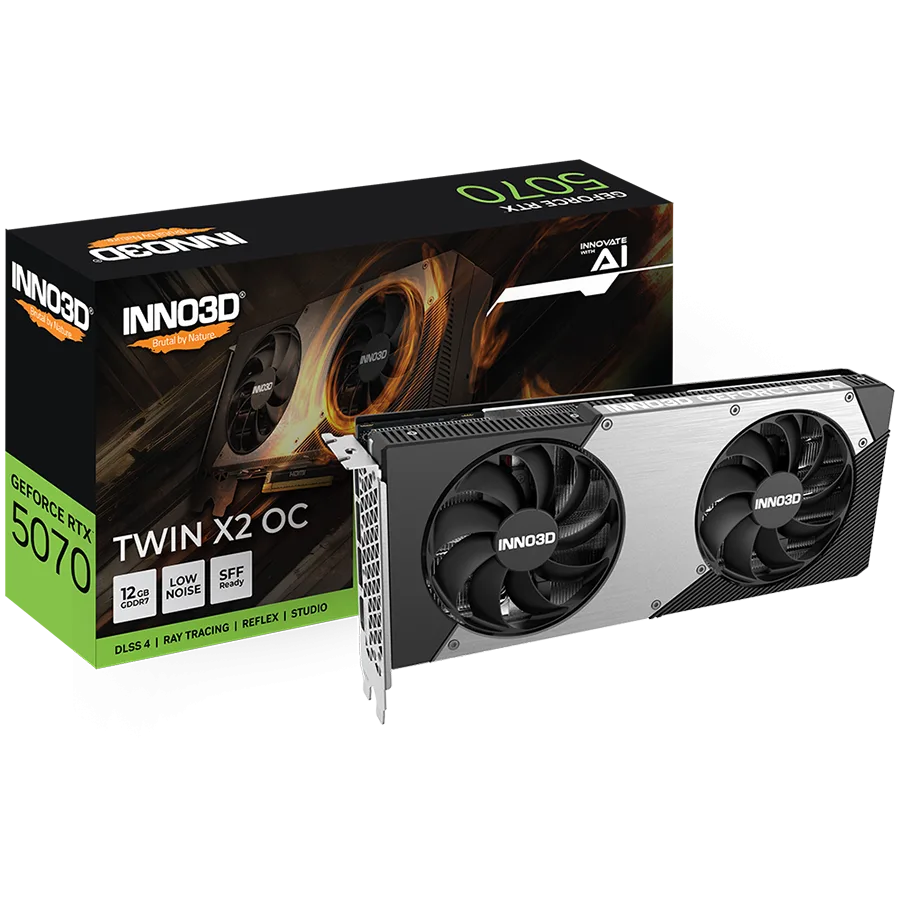 Видео карта INNO3D GeForce RTX 5070 Twin X2 OC 12GB GDDR7 192-bit HDMI 3x DP