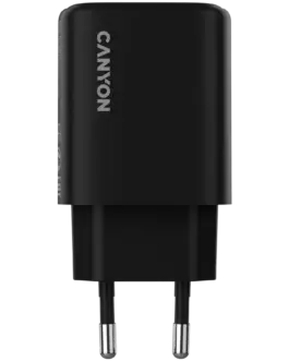 Alternative view of Зарядно за мобилен телефон CANYON charger OnCharge 200 20W 1xPD 1xQC EU Black