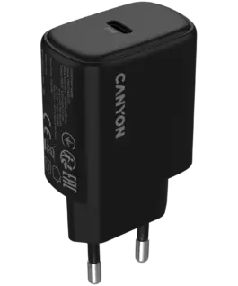 Зарядно за мобилен телефон CANYON charger OnCharge 200 20W 1xPD EU Black