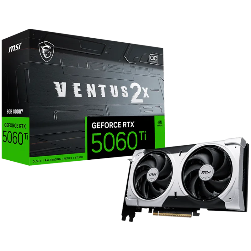 Видео карта MSI Video Card NVIDIA GeForce RTX 5060 Ti 16G VENTUS 2X PLUS 16GB GDDR7 128-bit 2587 MHz Boost 4608 CUDA Cor