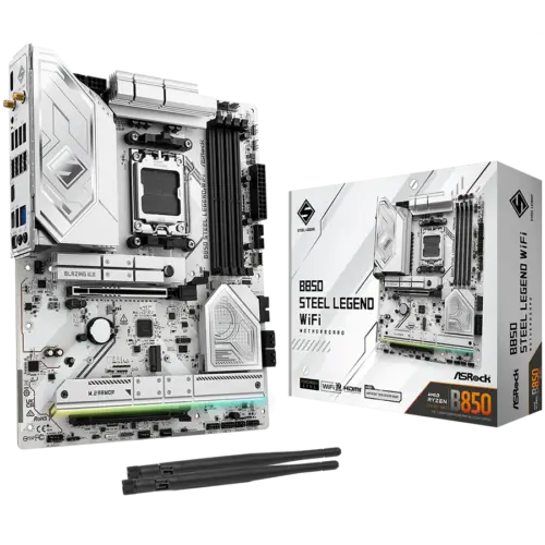 Дънна платка ASROCK MB Desktop B850 STEEL LEGEND WIFI AM5 4x DDR5 1x PCIe 5.0 x16 1x Blazing M.2(PCIe Gen5x4) 3x Hyper M