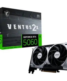 Видео карта MSI Video Card NVIDIA GeForce RTX 5060 8G VENTUS 2X OC 8GB GDDR7 128-bit 2535 MHz Boost 3840 CUDA Cores PCIe