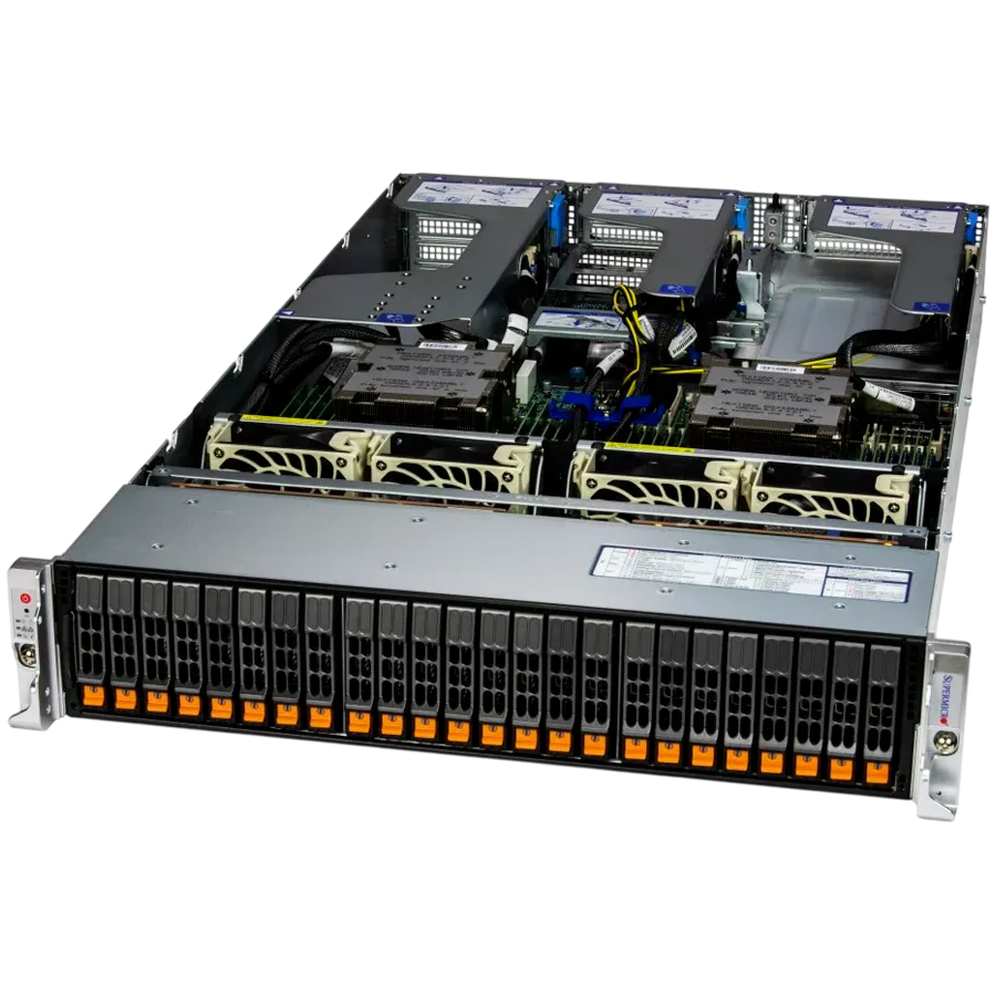 Сървър Supermicro assembled server based on AS-2125HS-TNR 2x Genoa 9254 CPU 24x 32GB DDR5-4800 24x SSD 2.5" NVMe PCIe4 1