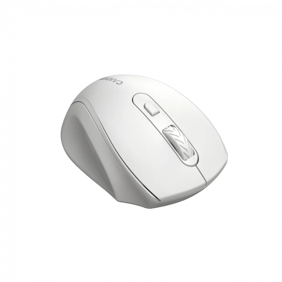 Безжична мишка Canyon 6 buttons wireless 2.4Ghz mouse, MX8650A Sensor, DPI up to 1600,Injection case, 3 M life times left and right switches, 2xAAA battery, ABS material, Size: 105x71x40mm, Weight: 59g, white - Image 32
