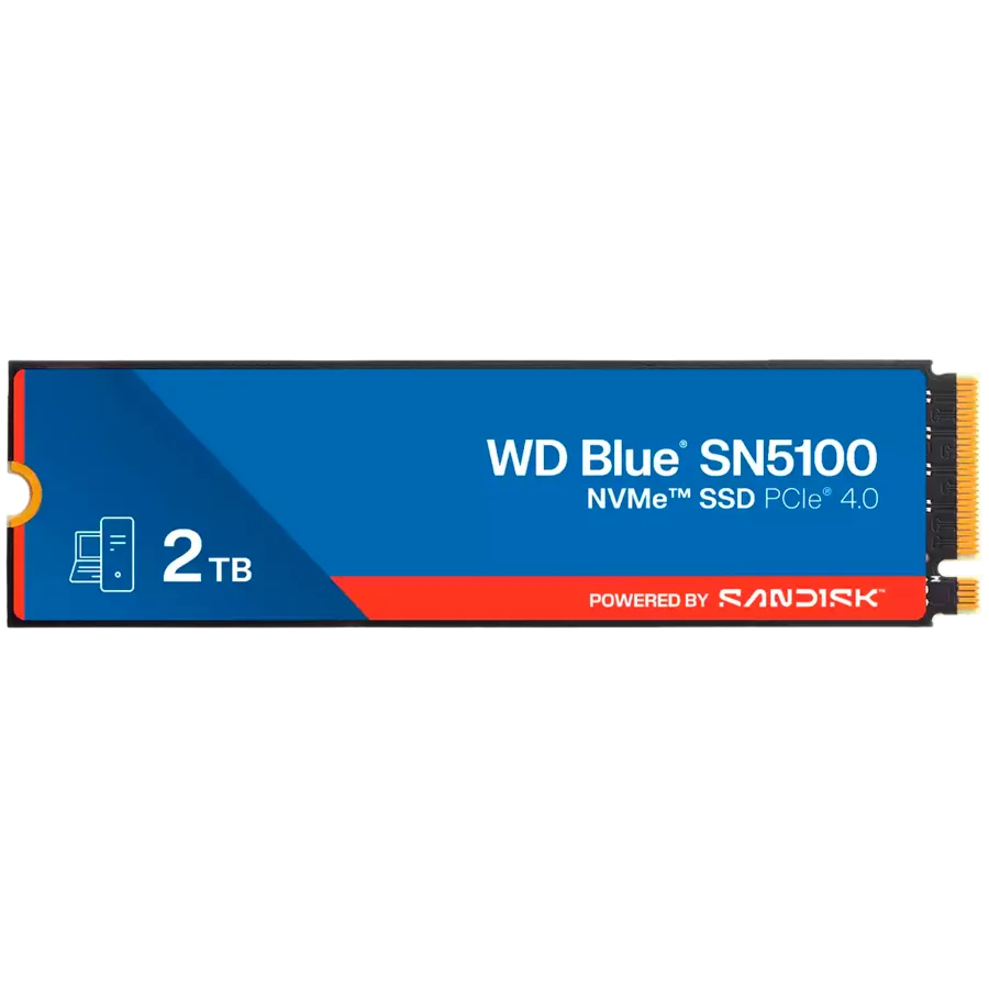 SSD диск SSD POWERED BY SANDISK WD Blue SN5100 2TB M.2 2280 PCIe Gen4 x4 NVMe QLC 3D Read/Write: 7100/6700 MBps IOPS 100