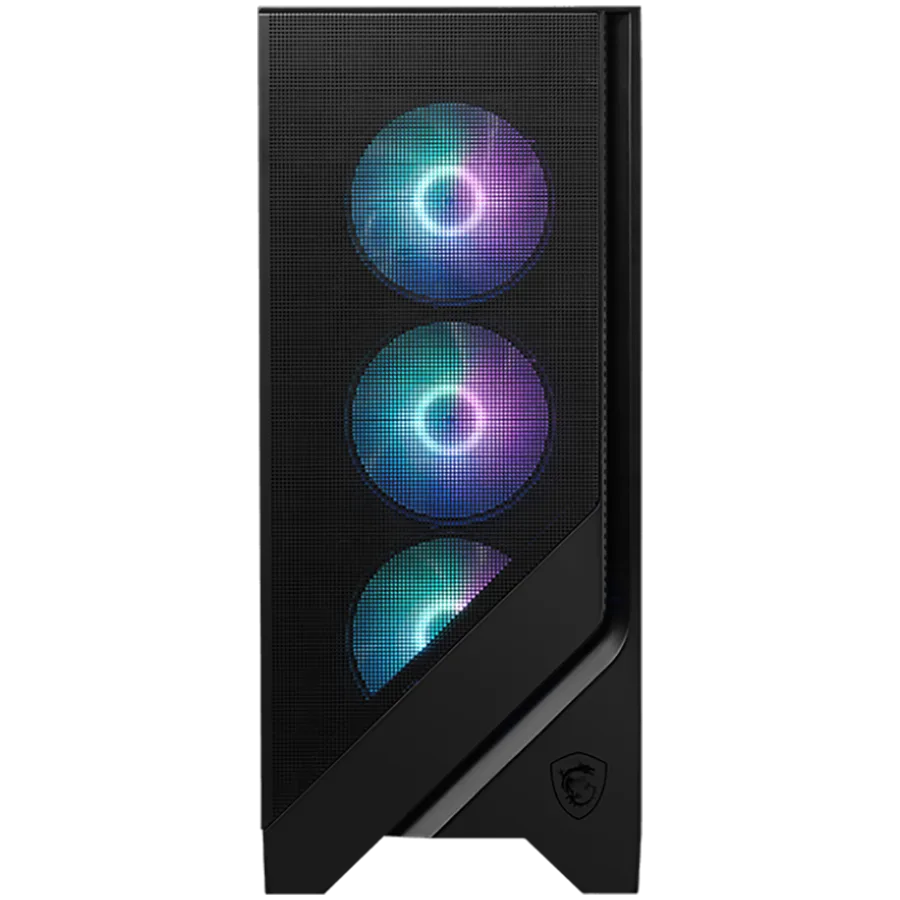 Кутия за компютър MSI MAG FORGE 321R AIRFLOW, Mid-Tower, ATX/M-ATX/ITX, 2x USB 3.2, 1x USB 3.2 Gen 2x2 Type-C, 1x Audio/Mic, LED Button, ARGB Hub, 4x 120mm ARGB Fans, Mesh Panel, Tempered Glass, Black - Image 78