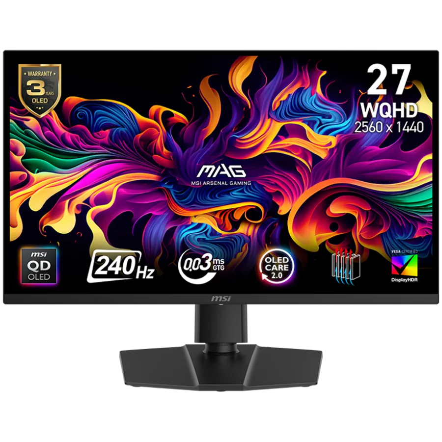 Монитор MSI MAG 271QP QD-OLED X24 Gaming Monitor 26.5" 240Hz WQHD (2560x1440) 16:9 QD-OLED 0.03ms 250nits 1500000:1 178/
