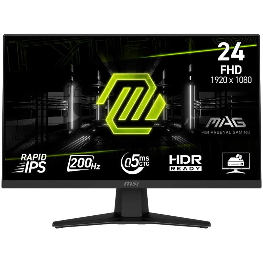 Монитор MSI MAG 244F Gaming Monitor 23.8" 200Hz FHD (1920x1080) 16:9 Rapid IPS Anti-glare 0.5ms 300nits 1000:1 178/178 A