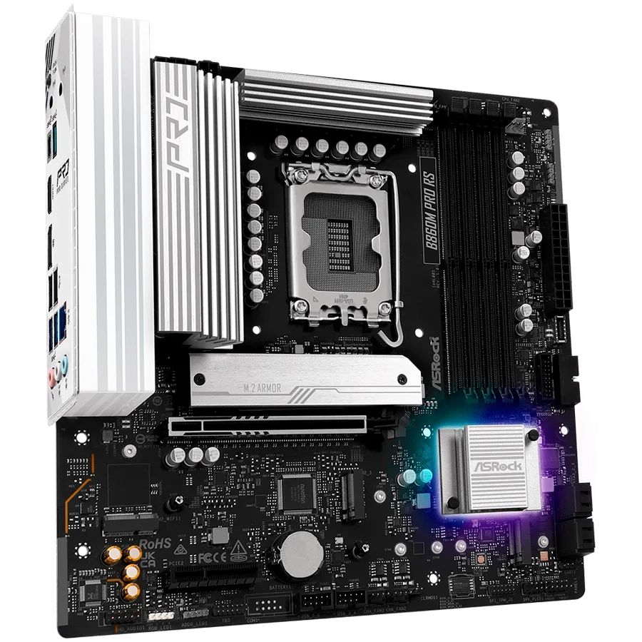 Дънна платка ASROCK MB Desktop B860M Pro Rs, S.1851, 4x DDR5, 1x PCIe 5.0 x16, 1x PCIe 4.0 x4, 1x Blazing M.2, 2x Hyper M.2, 4x SATA3, 2x USB-C, 7x USB 3.2, 6x USB 2.0, 1x RJ-45 2.5GB Lan, 1x HDMI, 1x DP 1.4, mATX - Image 13