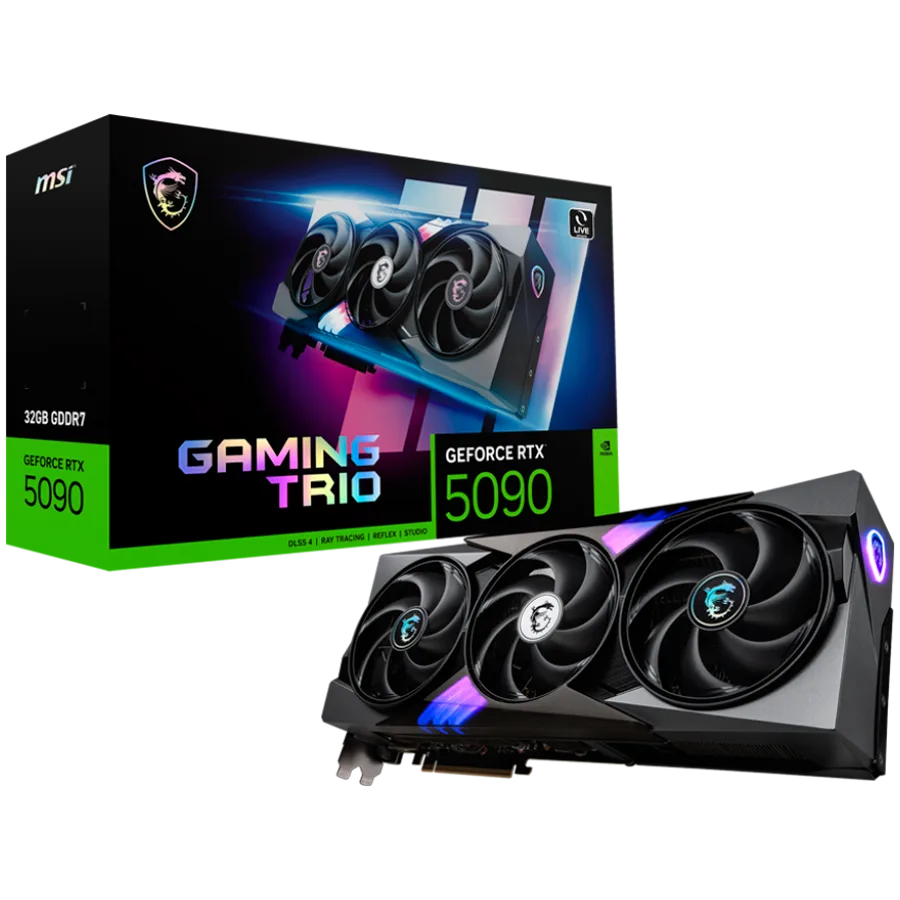 Видео карта MSI Video Card Nvidia GeForce RTX 5090 32G GAMING TRIO 32GB GDDR7 512bit Effective Memory Clock: 28000MHz Bo