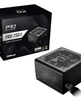 Захранване за компютър Asrock PRO-750B 750W 80 Plus BRONZE Non Modular PSU 1x EPS 12V CPU(4+4pin) 2x PCIe (6+2pin) 2x 4-