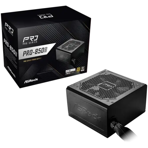 Захранване за компютър Asrock PRO-850G 850W 80 Plus GOLD Non Modular PSU 1x EPS 12V CPU(4+4pin) 2x PCIe (6+2pin) 2x 4-pi