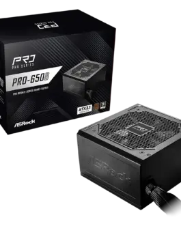 Захранване за компютър Asrock PRO-650B 650W 80 Plus BRONZE Non Modular PSU 1x EPS 12V CPU(4+4pin) 2x PCIe (6+2pin) 2x 4-
