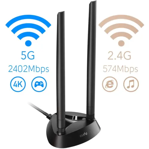 Alternative view of Мрежова карта Cudy WE4000, PCIe, 2.4/5 GHz, 574 - 2402 Mbps