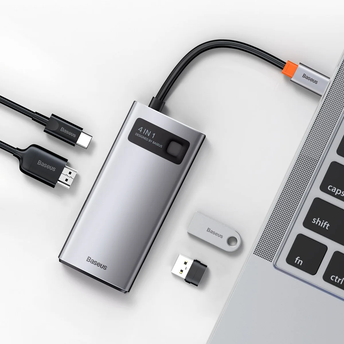 USB хъб Baseus Type-C 4 в 1 с 1х USB 3.0, 1х USB 2.0, 1х HDMI порта, черен - Image 50