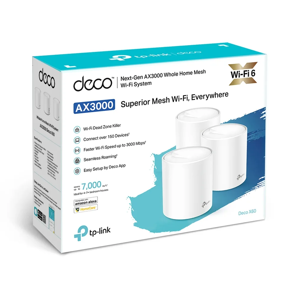 Безжична Wi-fi 6 Mesh система TP-Link Deco X60(3-pack) AX3000 - Image 20