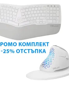 Комплект клавиатура Delux GM902 White 2.4G+BT 5.0 и мишка Delux M618XSD