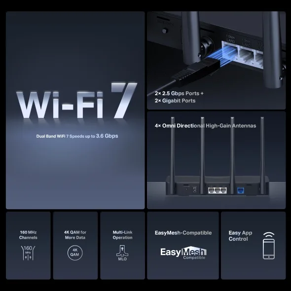 2-лентов Wi-Fi 7 рутер Mercusys MR27BE BE3600 - Image 66