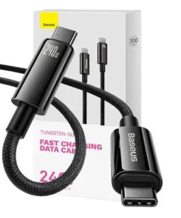 Кабел Baseus Tungsten Gold 240W USB-C към USB-C 2м CAWJ040101 - черен