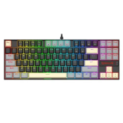 Механична геймърска клавиатура Redragon Kumara K552LGY-RGB с RGB осветление с Red switches - черна със
