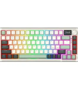 Bluetooth и безжична механична геймърска клавиатура Redragon Flekact Pro K708WLG-RGB-PRO с RGB осветление - бяло със