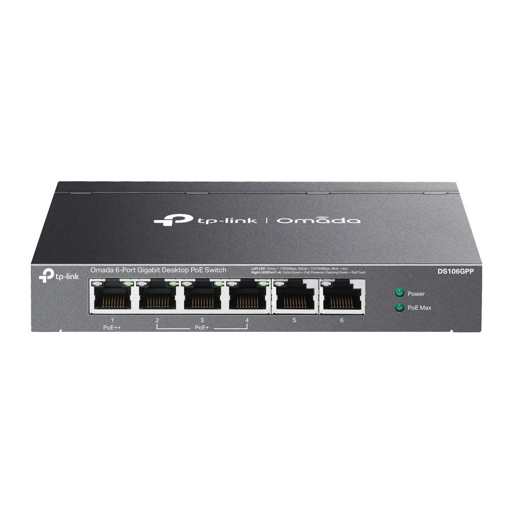 6-портов гигабитов неуправляем комутатор TP-Link Omada DS106GPP с 3-портов PoE+ и 1-портов PoE++ - Image 181