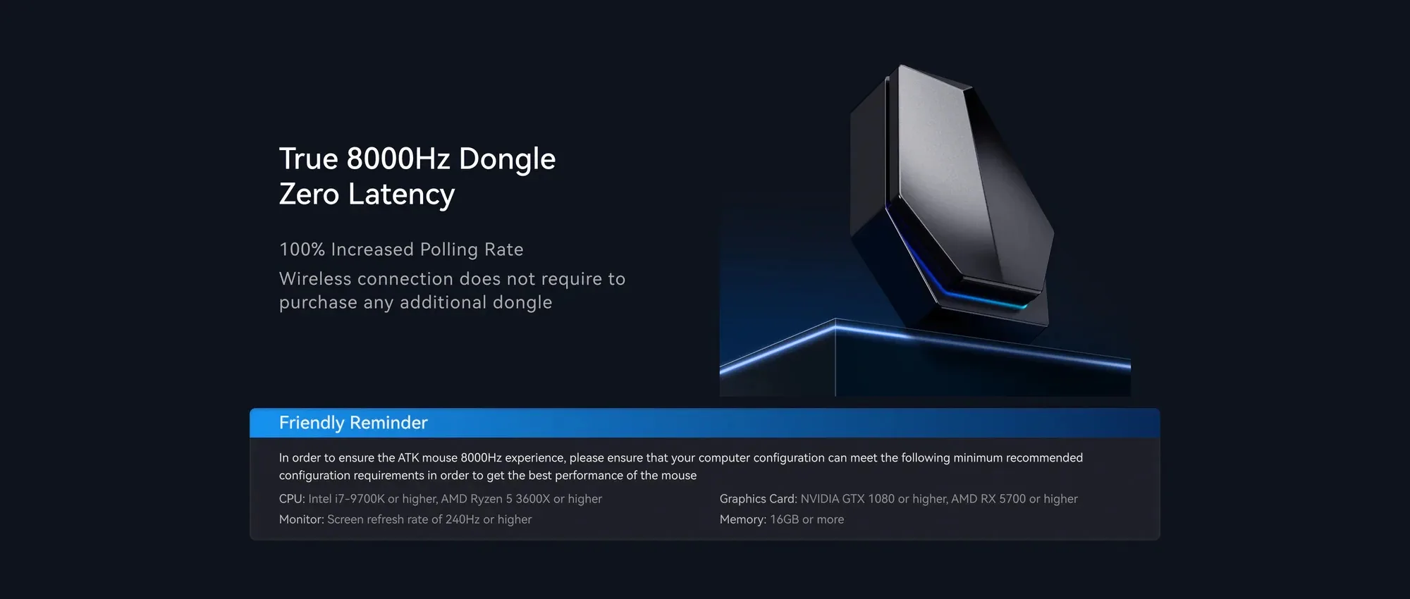 ATK професионална геймърска мишка Wireless Gaming Mouse F1 EXTREME LEVIATAN - 8K, Omron Optical Switches, Blue - Image 359